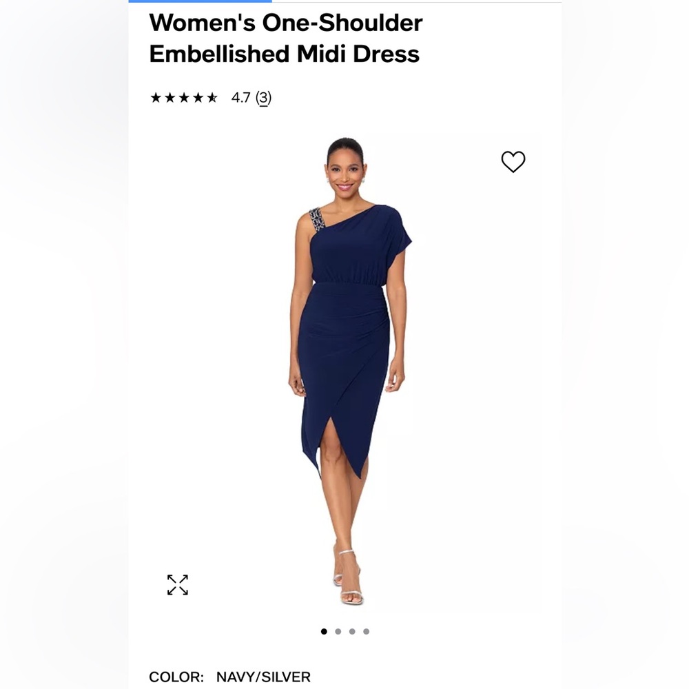 BETSY & ADAM
Women's One-Shoulder Embellished Midi Dress